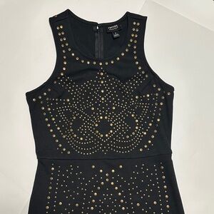 Nicole Miller Black Dress with Gold Studs Size Small
